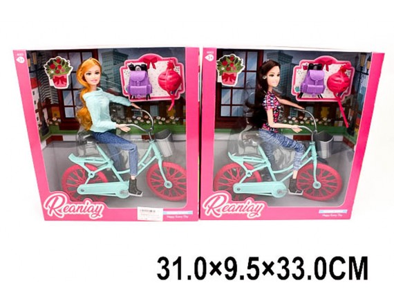 Кукла на велосипеде 2 вид микс 000Д48626