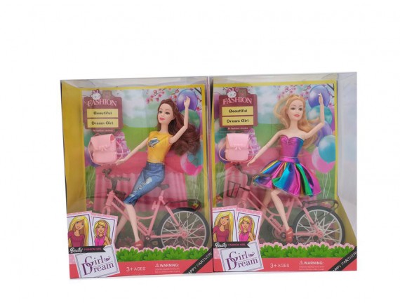 Кукла с велосипедом 2 вида 000Д51199