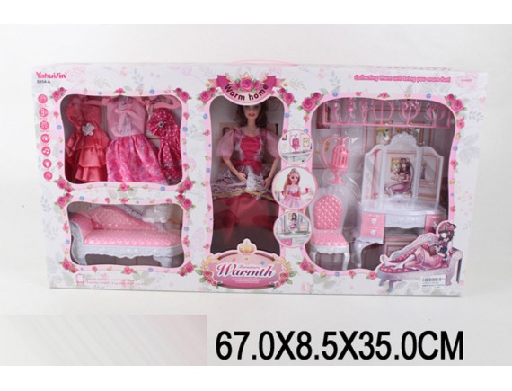 Набор мебели с куклой и платьями 000Н47366