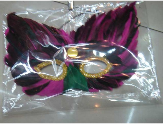 Карнавальная маска из перьев 12 цв. 10шт/уп 000Ш12579