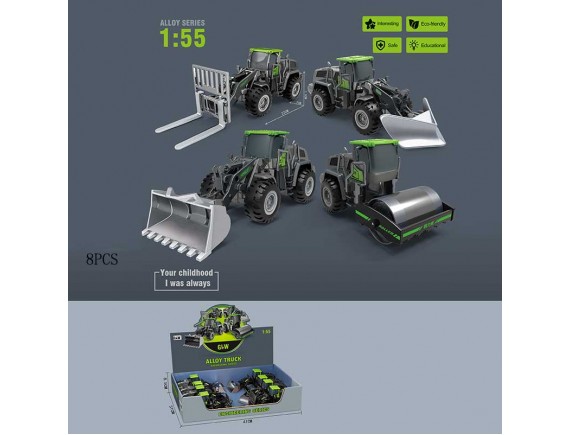   Трактор металл, 8шт в дисплее 8843 - приобрести в ИГРАЙ-ОПТ - магазин игрушек по оптовым ценам