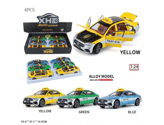   Машина металл. мерседес такси, звук, свет,6шт в дисплее B2426 - приобрести в ИГРАЙ-ОПТ - магазин игрушек по оптовым ценам