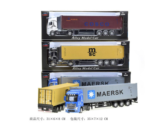 Машина металлическая контейнеровоз мерседес, звук, свет JG2602
