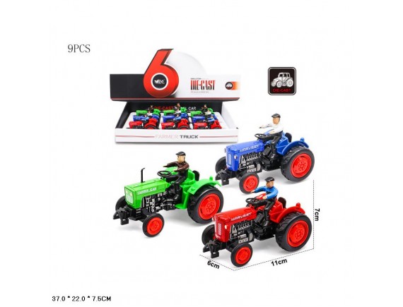   Трактор металлический, 9шт в дисплее MY66-B74 - приобрести в ИГРАЙ-ОПТ - магазин игрушек по оптовым ценам