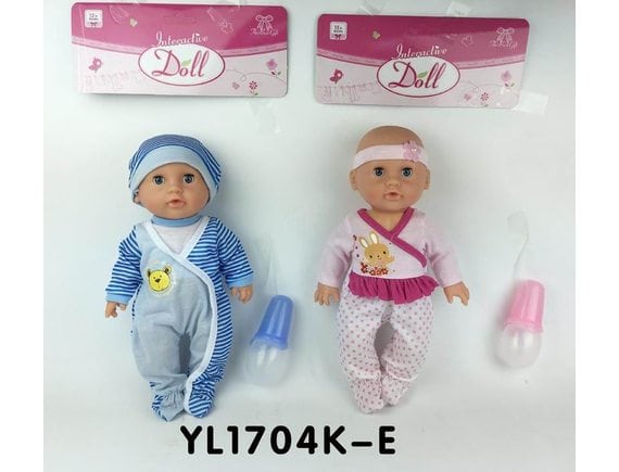   Пупс с закрывающимися глазками (2 вида) YL1704K-E - приобрести в ИГРАЙ-ОПТ - магазин игрушек по оптовым ценам
