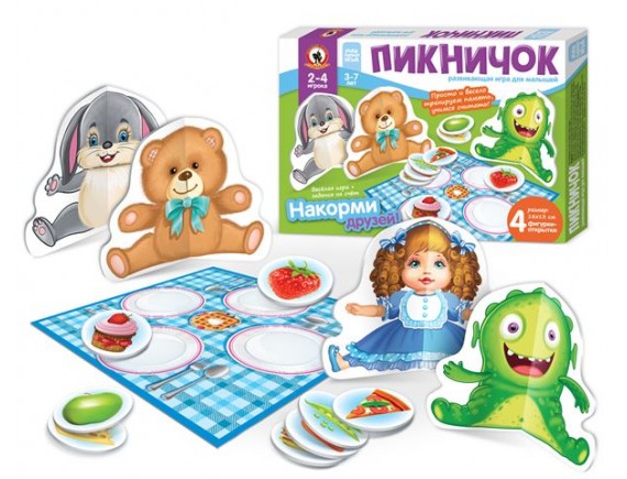 Игра настольная для малышей с объемными фигурками «Пикничок» 02090