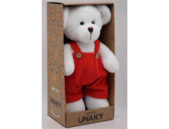 Мягкая игрушка Медведица Сильва в красном комбинезоне , 33 см, 0913333S-21L
