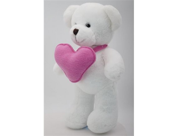 Мягкая игрушка Медведица Сильва с розовым флисовым сердцем , 33 см, 0913333S-33 0913333S-33
