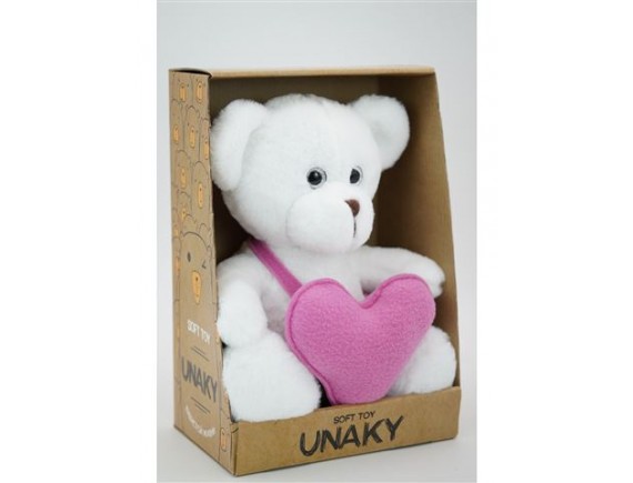 Мягкая игрушка Медвежонок Кавьяр , 24/32 см, сердце флис розовый, 0913424S-33М