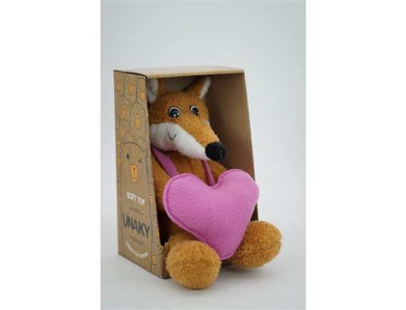 Мягкая игрушка Лисичка Вупи малая, 20/24 см, сердце флис розовый 0974420-33K