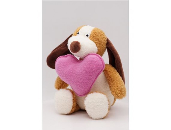 Мягкая игрушка Пес Барбос с розовым сердцем, 20/28 см 0976721-33