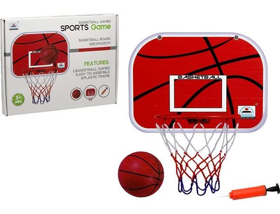   Набор для игры в баскетбол корзина со щитом 34х25 мяч насос 200161907 - приобрести в ИГРАЙ-ОПТ - магазин игрушек по оптовым ценам