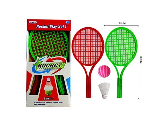   Ракетки для тенниса ROCKET 39см с мячом и воланом 200301203 - приобрести в ИГРАЙ-ОПТ - магазин игрушек по оптовым ценам