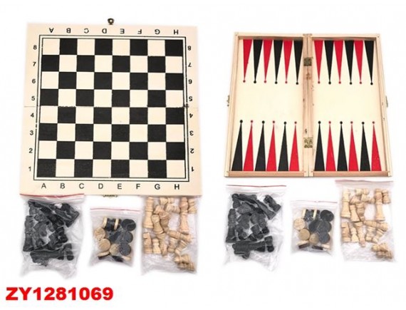 Игра 3 в 1 шахматы, шашки, нарды, поле 29х29см, в коробке, ТМ S+S HL1281069