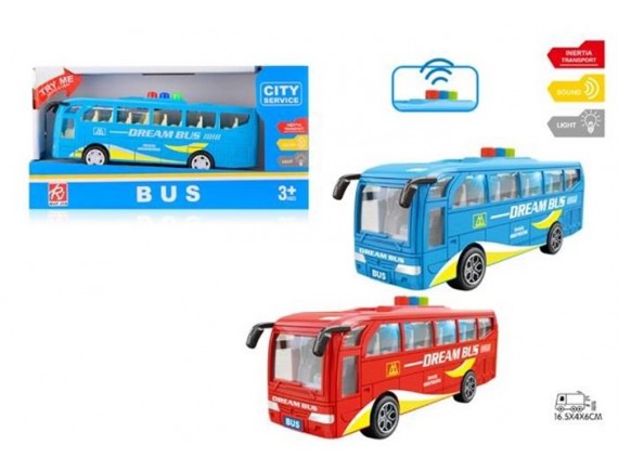 Инерционный автобус City Service на батарейках со светом и звуком RJ6688A