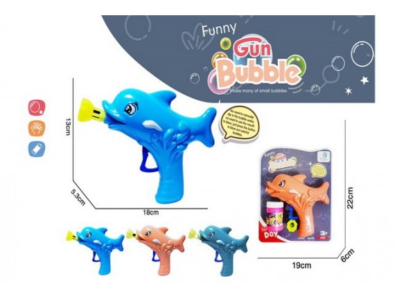   Мыльные пузыри Пистолет Дельфинчик механический, 1 баночка с жидкостью LT6115 - приобрести в ИГРАЙ-ОПТ - магазин игрушек по оптовым ценам