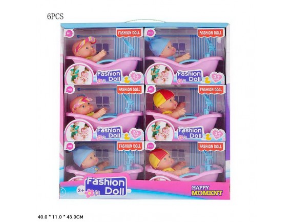   Кукла пупс с ванночкой в дисплее 6шт LTD1457 - приобрести в ИГРАЙ-ОПТ - магазин игрушек по оптовым ценам