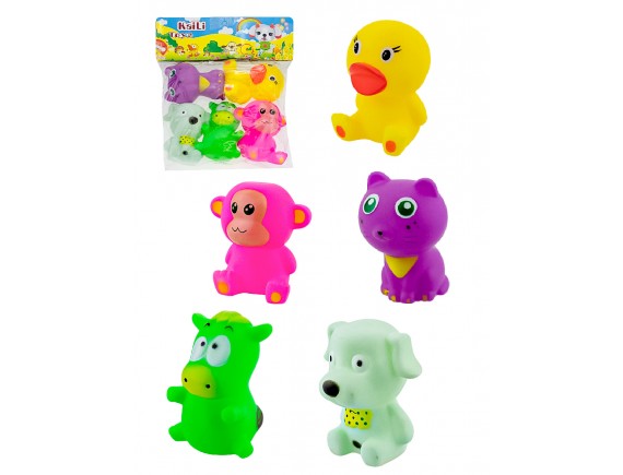   Набор Животные игрушки пищалки в пакете, 5 предметов LTK8155B - приобрести в ИГРАЙ-ОПТ - магазин игрушек по оптовым ценам