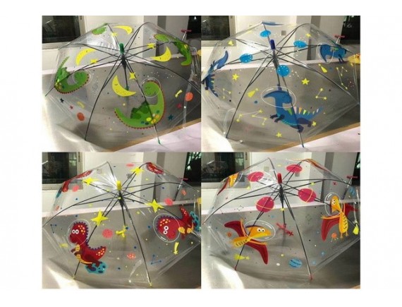 Детский зонтик в ассортименте, прозрачный, свисток, металлический каркас LTYS-13